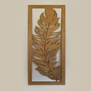 Dekoracja na Ścianę, Drewniany Ażurowy Panel Dekoracyjny PIÓRKO 43x100 cm