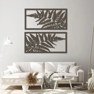 Dekoracja na Ścianę, Drewniane Ażurowe Panele Dekoracyjne Dyptyk FERN 80x80 cm