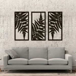 Dekoracja na Ścianę, Drewniany Ażurowy Panel Dekoracyjny Tryptyk FERN 120x80 cm