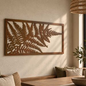 Dekoracja na Ścianę, Drewniany Ażurowy Panel Dekoracyjny FERN 120x60 cm