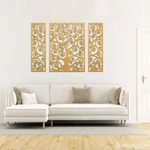 Dekoracja na Ścianę, Drewniany Ażurowy Panel Dekoracyjny Tryptyk GUSTAV 70x90 cm
