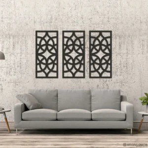 Dekoracja na Ścianę, Drewniany Ażurowy Panel Dekoracyjny Tryptyk HENRY 3szt 114x80 cm