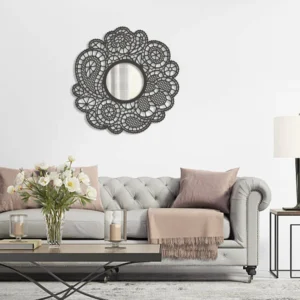 Lustro Dekoracyjne w Drewnianej Ramie, Lustro na Ścianę GLAMOUR 60 cm