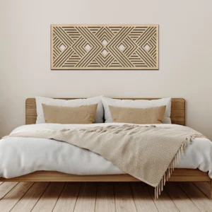 Dekoracja na Ścianę, Drewniany Ażurowy Panel Dekoracyjny GEOMETRYCZNY 120 x 50cm