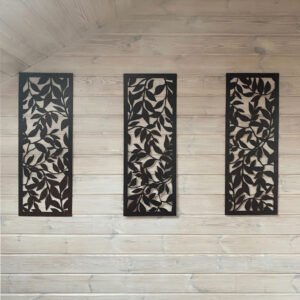 Dekoracja na Ścianę, Drewniany Ażurowy Panel Dekoracyjny Tryptyk LIŚCIE 80 x 90cm