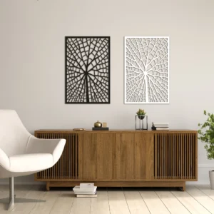 Dekoracja na Ścianę, Drewniane Ażurowe Panele Dekoracyjne Dyptyk ŁOPIAN 100x80 cm