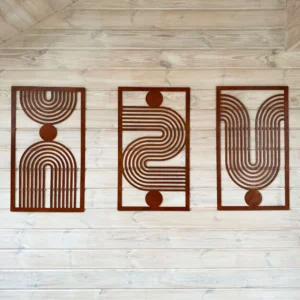 Dekoracja na Ścianę, Drewniane Ażurowe Panele Dekoracyjne Tryptyk ŁUKI 120x70 cm