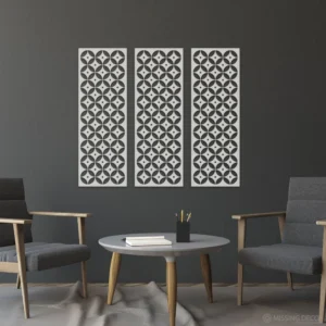 Dekoracja na Ścianę, Drewniany Ażurowy Panel Dekoracyjny Tryptyk MALKOLM 90x80 cm