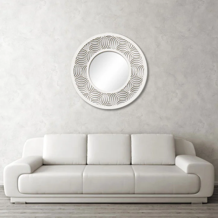 Lustro Dekoracyjne w Drewnianej Ramie, Lustro na Ścianę MIMOZA 60 cm - obrazek 4