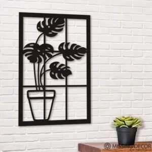 Dekoracja na Ścianę, Drewniany Ażurowy Panel Dekoracyjny MONSTERA 55x80 cm