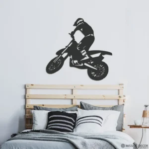 Dekoracja na Ścianę, Drewniany Ażurowy Panel Dekoracyjny MOTOCROSS 80x75 cm