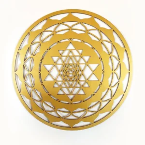 Dekoracja na Ścianę, Drewniany Ażurowy Panel Dekoracyjny SRI YANTRA 60x60 cm