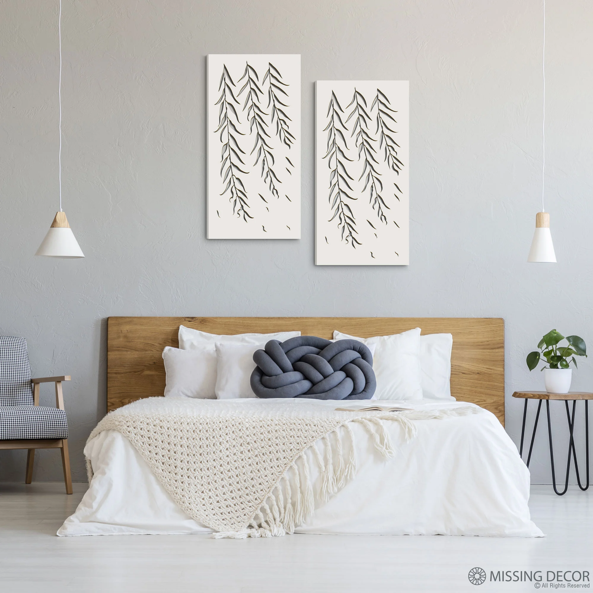 Dekoracja Na Ścianę, Obraz Ażurowy DYPTYK WILLOW 70x35 cm - obrazek 2