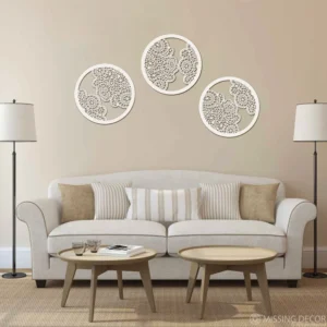 Dekoracja na Ścianę, Drewniane Ażurowe Panele Dekoracyjne ZUZA 3szt 120x40 cm