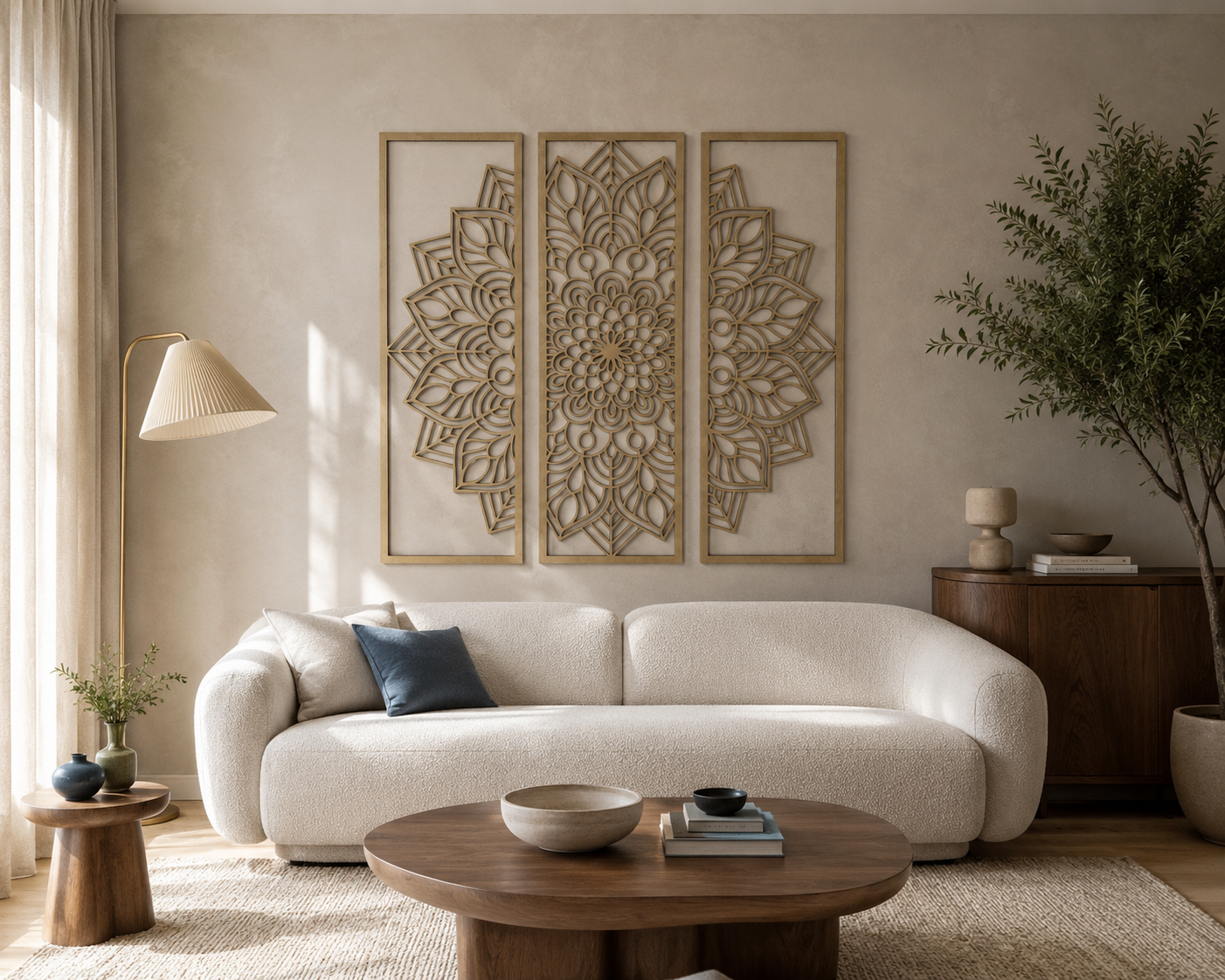 Drewniany Tryptyk Panele Ażurowe MANDALA 135 x 135cm