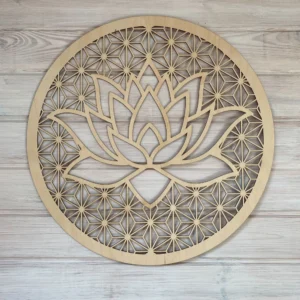Dekoracja na Ścianę, Drewniany Ażurowy Panel Dekoracyjny LOTOS 60 cm