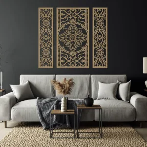 Dekoracja na Ścianę, Drewniane Ażurowe Panel Dekoracyjne, Tryptyk ZAKOPANE 105x100cm