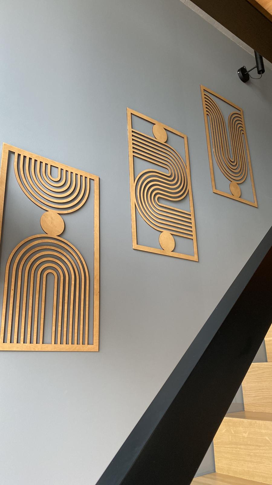 Drewniany Tryptyk GEOMETRYCZNY 120×70 cm – Dekoracja na Ścianę - obrazek 6