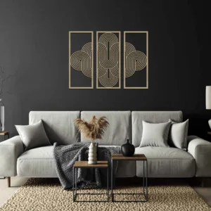 Dekoracja na Ścianę, Drewniane Ażurowe Panele Dekoracyjne Tryptyk ŁUKI 115x80 cm
