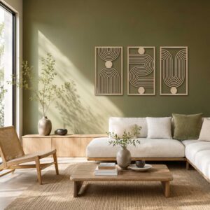 Drewniany Tryptyk GEOMETRYCZNY 120×70 cm – Dekoracja na Ścianę