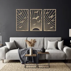 Dekoracja na Ścianę, Drewniane Ażurowe Panele Dekoracyjne, Tryptyk PTAKI 150 x 90cm