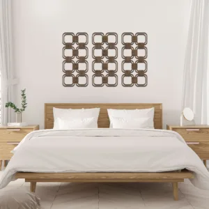 Dekoracja na Ścianę, Drewniane Ażurowe Panele Dekoracyjne, Tryptyk KWADRATY 120x80cm