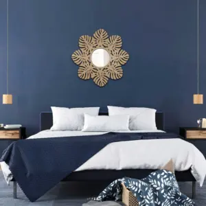 Lustro Dekoracyjne w Drewnianej Ramie, Lustro na Ścianę MONSTERA 60 cm