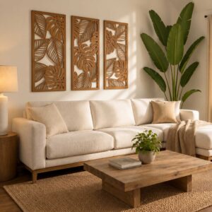Dekoracja Na Ścianę, Obraz Ażurowy MONSTERA TRYPTYK 129 x 90cm (całość)