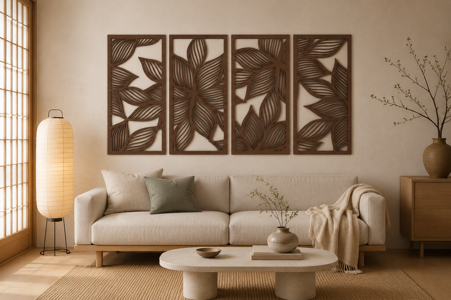 Dekoracja na Ścianę, Drewniane Ażurowe Panele Dekoracyjne DALIA, Komplet 4 Panele 132 X 70cm - obrazek 9