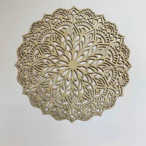 Dekoracja na Ścianę, Drewniany Ażurowy Panel Dekoracyjny FLOWER MANDALA 60 x 60cm