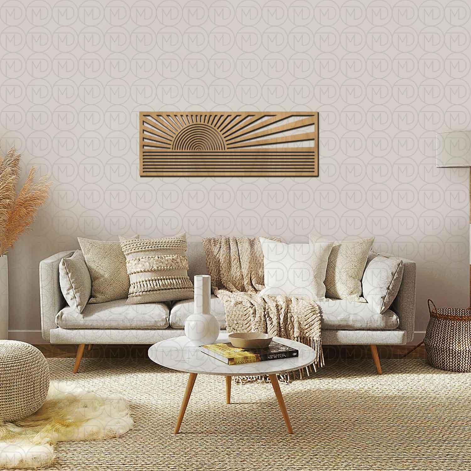 Dekoracja na Ścianę, Drewniany Ażurowy Panel Dekoracyjny ZACHÓD SŁOŃCA 33 x 80cm - obrazek 3