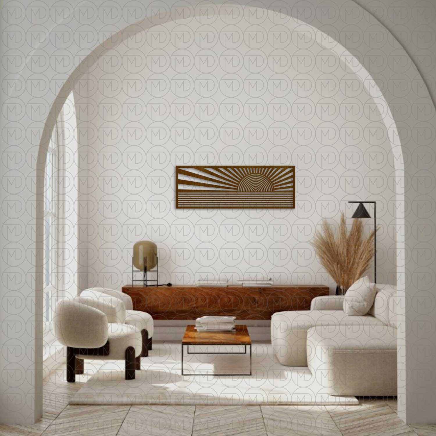 Dekoracja na Ścianę, Drewniany Ażurowy Panel Dekoracyjny ZACHÓD SŁOŃCA 33 x 80cm - obrazek 4