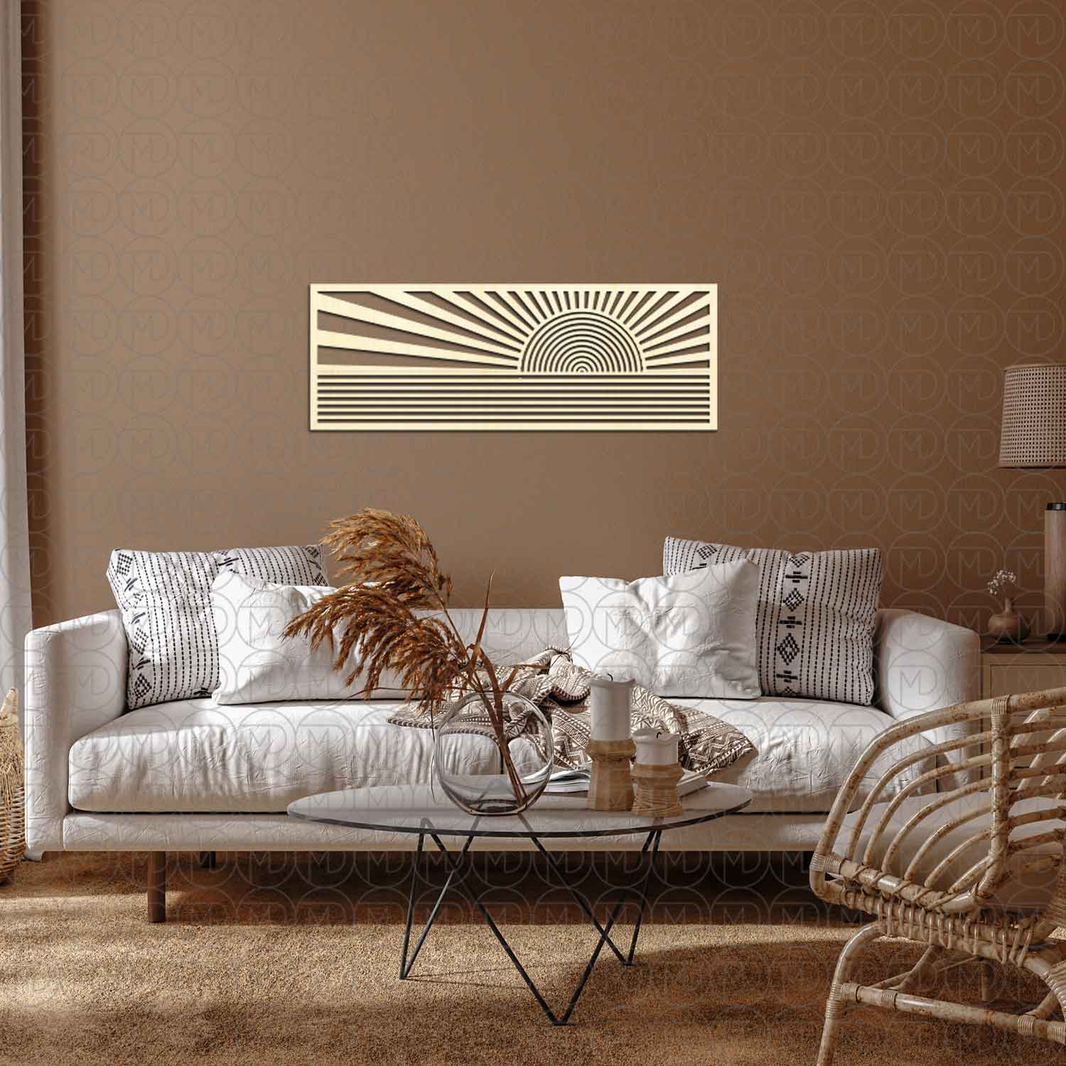 Dekoracja na Ścianę, Drewniany Ażurowy Panel Dekoracyjny ZACHÓD SŁOŃCA 33 x 80cm - obrazek 5