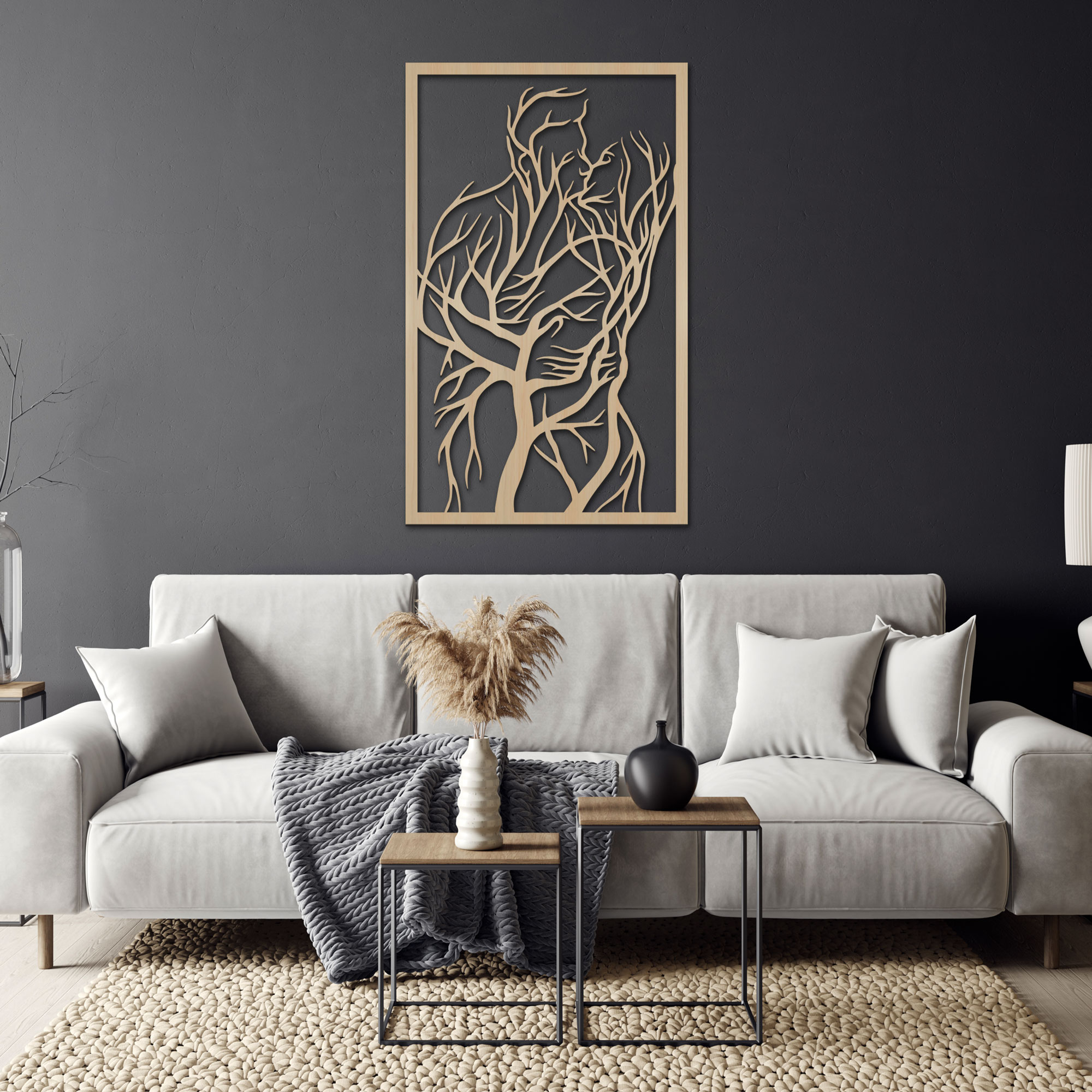 Dekoracja na Ścianę, Drewniany Ażurowy Panel Dekoracyjny KOCHANKOWIE 62x99 cm - obrazek 9