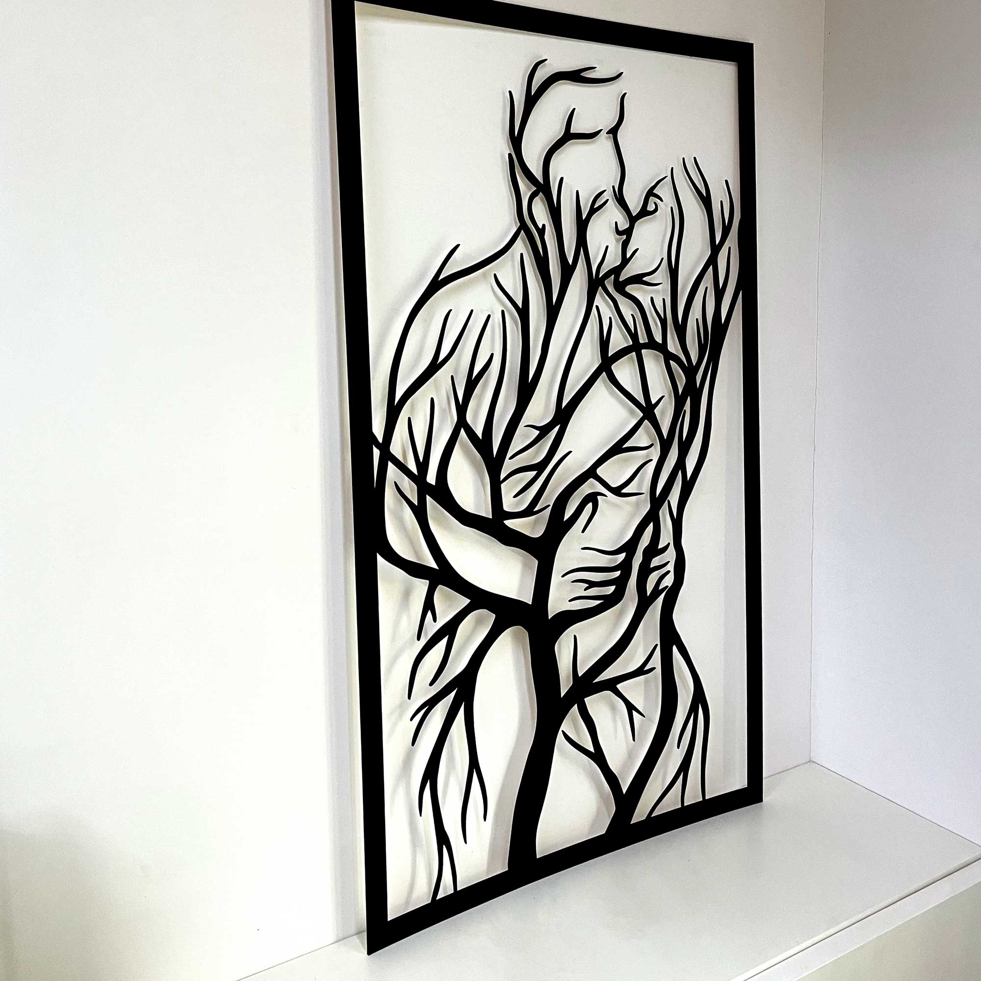 Dekoracja na Ścianę, Drewniany Ażurowy Panel Dekoracyjny KOCHANKOWIE 62x99 cm - obrazek 2